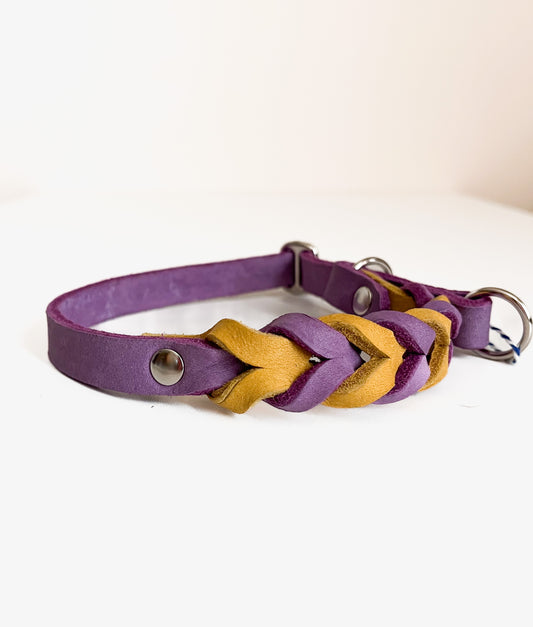 Braided leather - Purple & yellow (Medium)