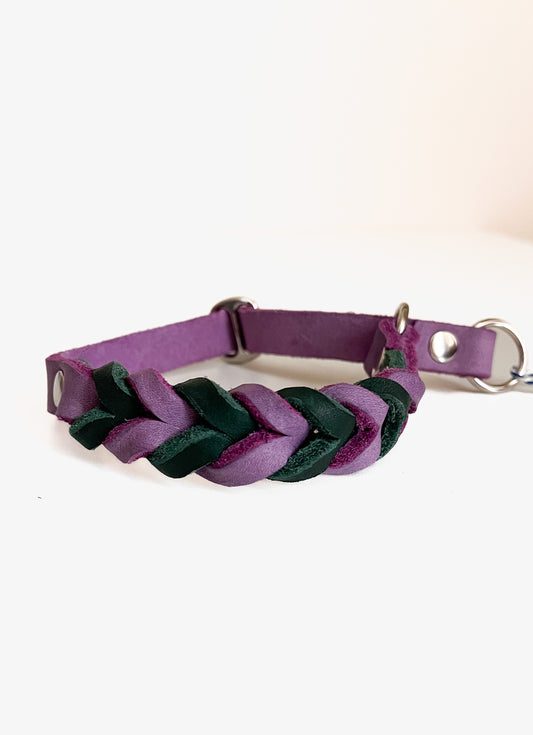 Braided leather - Purple & green (Extra-small)